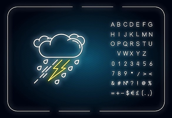 EPS 해외이미지 구름 일러스트 사람없음 비 번개 네온 해외일러스트 자연요소 날씨 파일형식 벡터