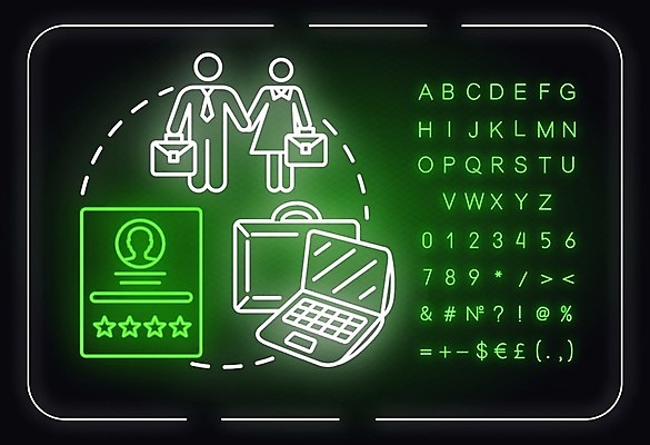 EPS 해외이미지 일러스트 사람모양 사람없음 노트북 비즈니스맨 비즈니스우먼 네온 개발 해외일러스트 모양 여자 남자 비즈니스 전자제품 직장인 파일형식 벡터