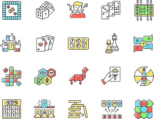 EPS 해외이미지 클립아트 일러스트 사람없음 퍼즐 플랫 체스 주사위 심플 보드게임 도미노 해외202007 해외일러스트 놀이 파일형식 벡터