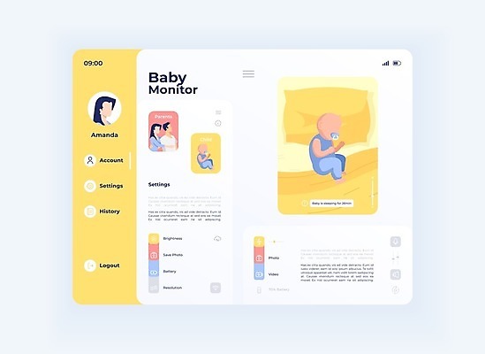 EPS 해외이미지 템플릿 디자인 어린이 일러스트 창문 엄마 모바일 컴퓨터 부모 알약 디지털 스크린 모니터 웹 흰색 침대 아기 신생아 잠 아빠 플랫 만화 간호 스마트 레이아웃 감시 멀리 온라인 UI 고립 인터페이스 취침시간 터치스크린 목업 사용자 현실 해외202007 해외일러스트 컬러 가구 컨셉 인터넷 가족 사람 전자제품 약 파일형식 벡터