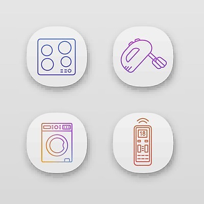 EPS 해외이미지 백그라운드 일러스트 사람없음 전자제품 세트 주방 빨래 리모컨 믹서 세탁기 전기렌지 해외202007 해외일러스트 가사 가전제품 파일형식 벡터