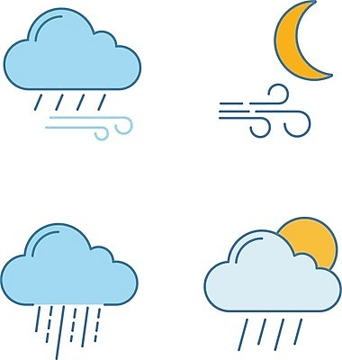 EPS 해외이미지 클립아트 구름 일러스트 바람 날씨 사람없음 파란색 태양 달 비구름 흐림 해외202007 해외일러스트 자연요소 컬러 먹구름 파일형식 벡터 구름_자연