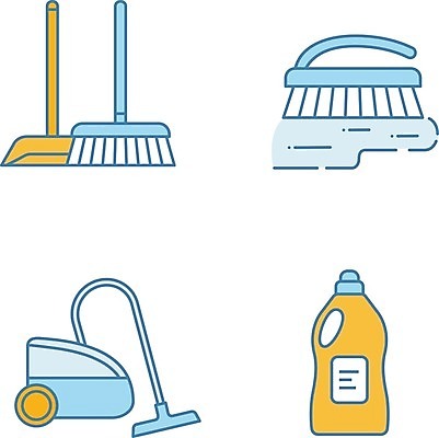 EPS 해외이미지 가사 일러스트 사람없음 파란색 세제 위생관리 스타일 해외202007 해외일러스트 컬러 관리 파일형식 벡터