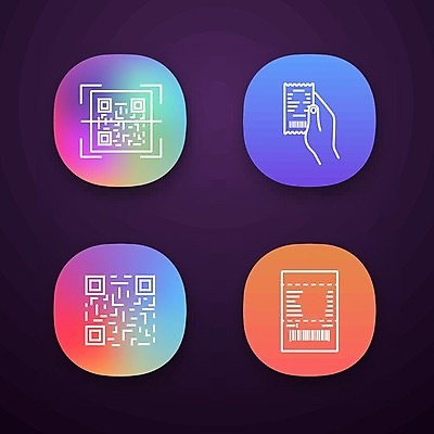 EPS 해외이미지 손 일러스트 들기 신체부위 영수증 QR코드 해외202007 해외일러스트 모션 사람 금융 파일형식 벡터