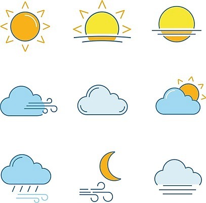 EPS 해외이미지 클립아트 구름 일러스트 바람 사람없음 파란색 태양 맑음 안개 달 해외202007 해외일러스트 자연요소 컬러 날씨 파일형식 벡터