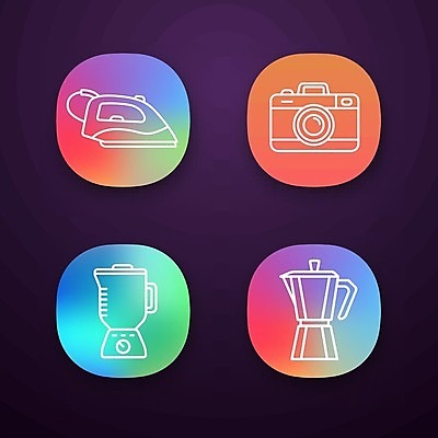 EPS 해외이미지 일러스트 사람없음 카메라 믹서 다리미 모카포트 해외202007 해외일러스트 주전자 전자제품 가전제품 파일형식 벡터