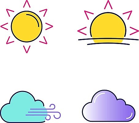 EPS 해외이미지 클립아트 구름 일러스트 바람 날씨 사람없음 태양 일출 해외202007 해외일러스트 자연요소 노을 파일형식 벡터