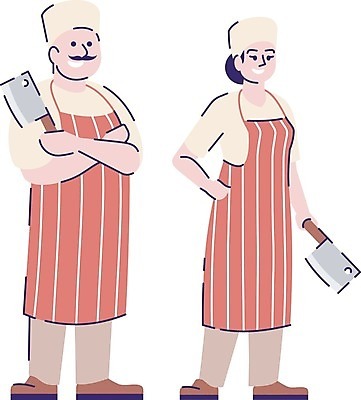 EPS 해외이미지 직업 캐릭터 커플 여자 남자 산업 음식 유니폼 2 일러스트 노동자 육류 돼지고기 요리 서기 사람 농장 주방 식당 요리사 소고기 흰색 업무 플랫 칼 만화 자르기 종업원 직원 서비스 윤곽 도끼 고립 고용 인원 정육점 커터 해외202007 해외일러스트 일러캐릭터 옷 컬러 농업 식재료 관계 모션 상점 구직 작업 채용 파일형식 벡터