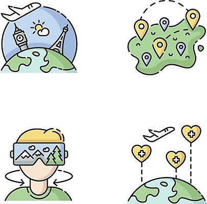 EPS 해외이미지 클립아트 산업 여행 일러스트 휴가 사람없음 플랫 서비스 휴양지 심플 가상현실 VR기기 해외202007 해외일러스트 기계 장소 파일형식 벡터