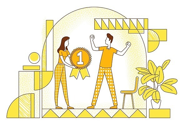 EPS 해외이미지 전신 여자 남자 화분 의자 일러스트 비즈니스 들기 성인 두명 노란색 라인아트 성인만 해외202007 해외일러스트 선 컬러 가구 모션 사람 파일형식 벡터