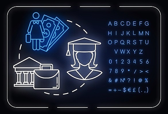 EPS 해외이미지 일러스트 학사모 사람모양 사람없음 비즈니스우먼 네온 커리어 해외일러스트 모양 모자_잡화 여자 비즈니스 졸업 직장인 파일형식 벡터