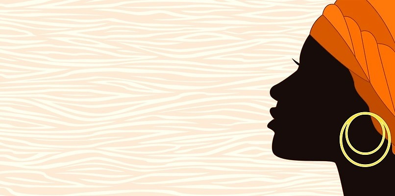 EPS 해외이미지 배너 실루엣 얼굴 선 백그라운드 오렌지 일러스트 아프리카 추상 사람 유행 검은색 터번 해외202007 해외일러스트 나라 컬러 무늬 과일 촬영기법 신체부위 머리장식 파일형식 벡터