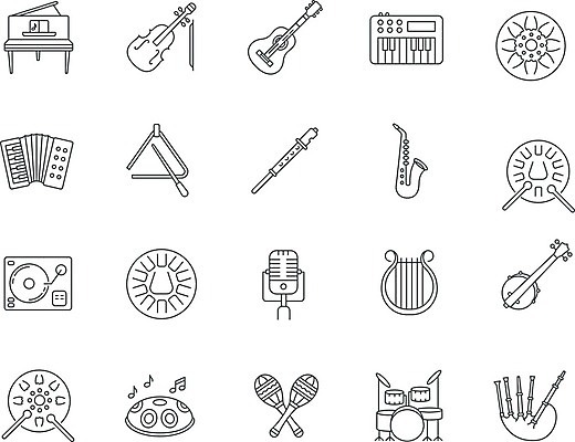 EPS 해외이미지 클립아트 디자인 선 음악 컨셉 일러스트 노래 놀이 미술 세트 픽토그램 웹 콘서트 공연 기구 기타 피아노 플랫 색소폰 수집 심볼 바이올린 마이크 사인 보따리 그림 심플 윤곽 팩 고립 멜로디 뮤지컬 항목 해외202007 해외일러스트 음향기기 인터넷 현악기 문화예술 이벤트 화장품 건반악기 목관악기 파일형식 벡터