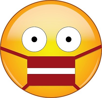 EPS 해외이미지 캐릭터 얼굴 스티커 일러스트 건강 마스크 사람없음 노란색 표현 바이러스 질병 무서움 심볼 감염 이모티콘 고립 라트비아 전염병 라트비아국기 코로나바이러스 해외202007 델타변이바이러스 해외일러스트 일러캐릭터 감정 컬러 의학 북유럽 신체부위 국기 파일형식 벡터