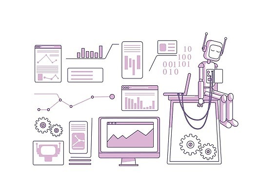 EPS 해외이미지 과학 일러스트 미래 앉기 사람없음 노트북 학습 스크린 모니터 눈감음 보라색 자료 부속품 라인아트 로봇 분석 톱니바퀴 인터넷창 이진수 해외202007 AI_인공지능 해외일러스트 교육 선 컬러 컨셉 인터넷 모션 전자제품 컴퓨터 오브젝트 파일형식 벡터