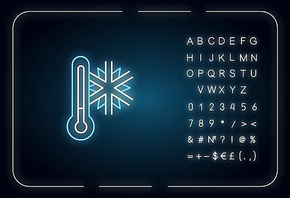 EPS 해외이미지 일러스트 사람없음 추위 눈송이 온도계 네온 해외일러스트 눈_날씨 파일형식 벡터