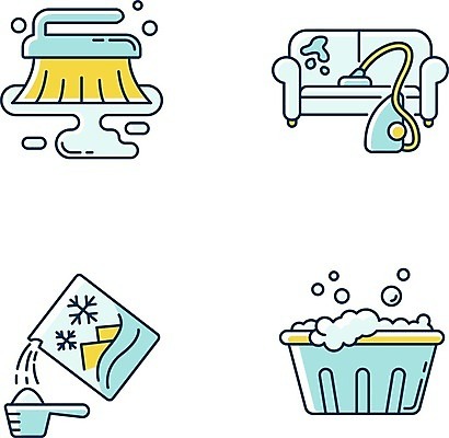 EPS 해외이미지 클립아트 일러스트 사람없음 소파 플랫 빨래 청소 세제 심플 해외202007 해외일러스트 가사 의자 파일형식 벡터