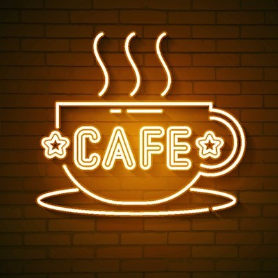 EPS 해외이미지 무료이미지 배너 별 커피 백그라운드 일러스트 사람없음 빛 갈색 카페 커피잔 심볼 사인 네온 해외202007 해외일러스트 자연요소 음료 컬러 잔 상점 파일형식 벡터 무료콘텐츠