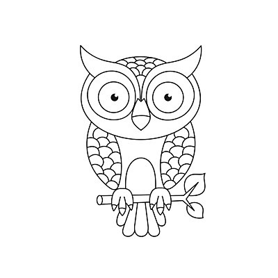 EPS 해외이미지 일러스트 흑백 사람없음 나뭇가지 부엉이 색칠공부 젠탱글 해외202007 해외일러스트 나무 조류 촬영기법 학습 색칠 파일형식 벡터