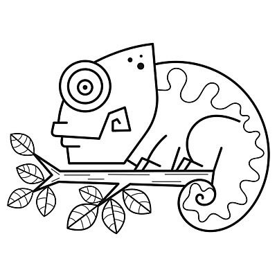 EPS 해외이미지 일러스트 흑백 사람없음 나뭇가지 색칠공부 카멜레온 젠탱글 해외202007 해외일러스트 나무 파충류 촬영기법 학습 색칠 파일형식 벡터