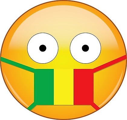 EPS 해외이미지 캐릭터 얼굴 스티커 일러스트 건강 마스크 사람없음 노란색 표현 바이러스 질병 무서움 심볼 감염 이모티콘 고립 말리 말리국기 전염병 코로나바이러스 해외202007 델타변이바이러스 해외일러스트 일러캐릭터 감정 컬러 의학 신체부위 국기 파일형식 벡터