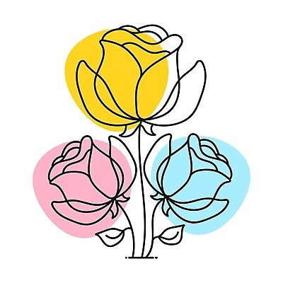 EPS 해외이미지 무료이미지 디자인 꽃 라인일러스트 일러스트 사람없음 세트 장미 해외202007 해외일러스트 식물 파일형식 벡터 무료콘텐츠