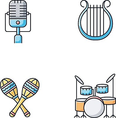 EPS 해외이미지 클립아트 음악 일러스트 타악기 사람없음 플랫 마이크 드럼 해외202007 해외일러스트 악기 음향기기 문화예술 파일형식 벡터