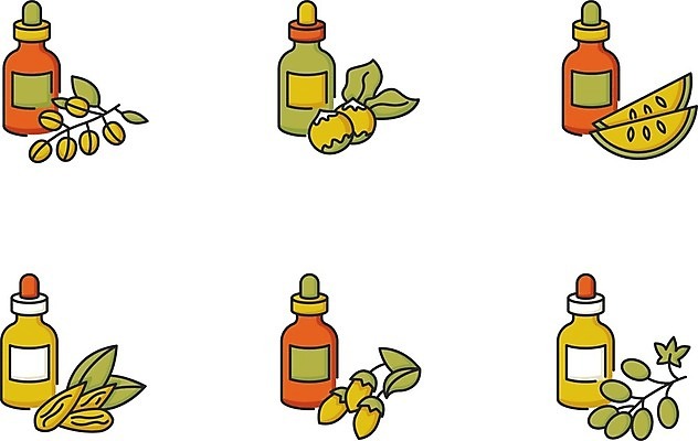 EPS 해외이미지 무료이미지 일러스트 사람없음 화장품 플랫 오일 에센스 오일병 해외202007 해외일러스트 음식 뷰티 파일형식 벡터
