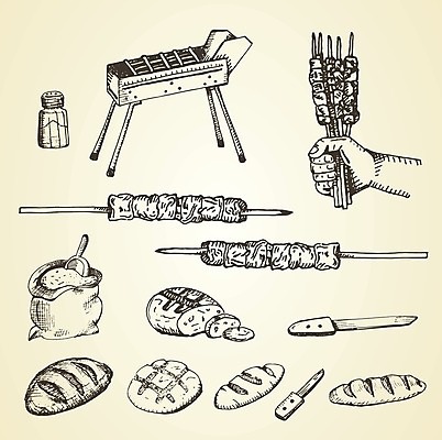 EPS 해외이미지 무료이미지 손 음식 빵 백그라운드 일러스트 육류 들기 신체부위 꼬치 나이프 그릴 바비큐 스케치 양념통 화로 바베큐그릴 해외202007 해외일러스트 그릇 식기 식재료 모션 주방용품 통 미술 사람 양념 칼 파일형식 벡터 무료콘텐츠