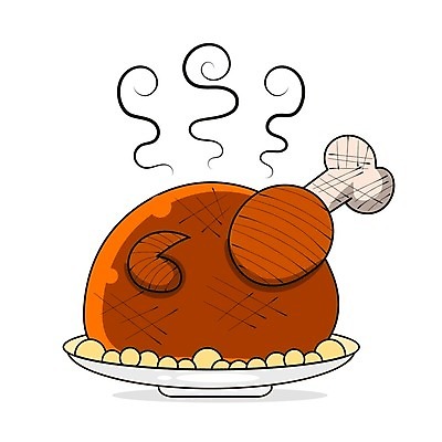 EPS 해외이미지 무료이미지 접시 일러스트 사람없음 갈색 통닭 치킨 해외202007 해외일러스트 식기 컬러 닭고기요리 파일형식 벡터