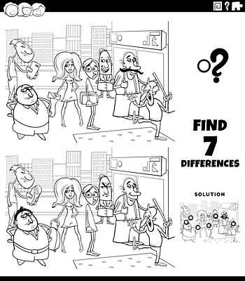 EPS 해외이미지 여자 노년 남자 일러스트 흑백 사람 여러명 성인 색칠공부 틀린그림찾기 젠탱글 해외202007 해외일러스트 다수 놀이 촬영기법 학습 색칠 파일형식 벡터