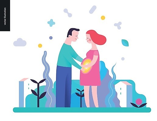 EPS 해외이미지 무료이미지 부부 여자 남자 행복 일러스트 가족 엄마 성인 두명 임산부 임신 아빠 돌봄 성인만 해외202007 해외일러스트 커플 감정 관계 모션 사람 파일형식 벡터 무료콘텐츠