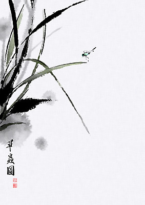 PSD 식물 곤충 잎 일러스트 캘리그라피 붓터치 사람없음 풀 잡초 잠자리 동양화 번짐 낙관 국내일러스트 동물 미술 파일형식 효과