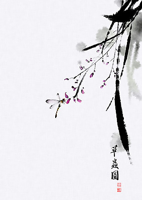 PSD 식물 꽃 곤충 잎 일러스트 캘리그라피 붓터치 사람없음 풀 잡초 잠자리 동양화 번짐 낙관 국내일러스트 동물 미술 파일형식 효과