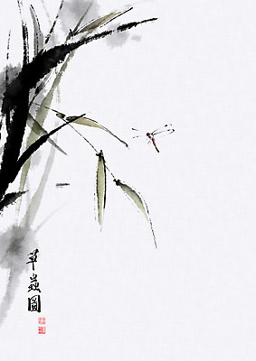 PSD 식물 곤충 잎 일러스트 캘리그라피 붓터치 갈대 사람없음 풀 잡초 잠자리 동양화 번짐 낙관 국내일러스트 동물 미술 파일형식 효과