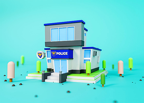 PSD 나무 편집 편집이미지 사람없음 건물 파란색 3D소스 3D 귀여움 경찰 입체 디지털합성 오브젝트 경찰서 로우폴리 편집소스 편집3D 식물 직업 건축물 컬러 컨셉 파일형식
