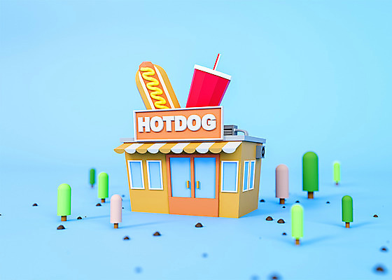PSD 나무 편집 편집이미지 패스트푸드 사람없음 건물 파란색 3D소스 3D 귀여움 상점 입체 디지털합성 오브젝트 핫도그 로우폴리 편집소스 편집3D 식물 건축물 음식 컬러 컨셉 인스턴트 파일형식