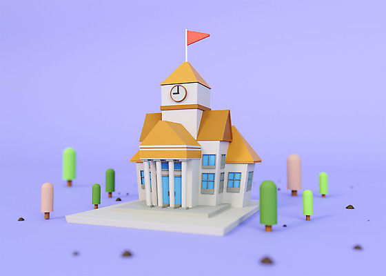 PSD 나무 편집 편집이미지 시계 학교 사람없음 건물 3D소스 3D 귀여움 보라색 깃발 입체 디지털합성 오브젝트 로우폴리 편집소스 편집3D 식물 건축물 교육 컬러 컨셉 파일형식