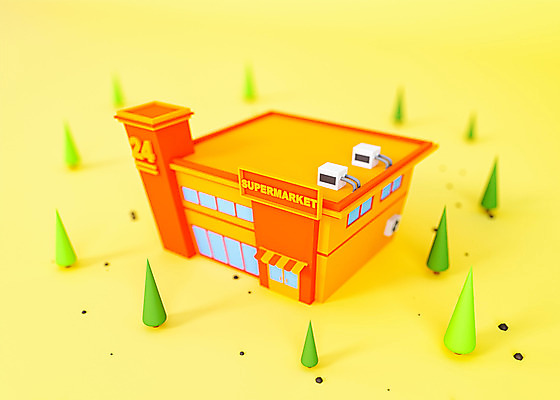 PSD 나무 편집 편집이미지 사람없음 건물 노란색 3D소스 3D 귀여움 상점 입체 디지털합성 오브젝트 마트 슈퍼마켓 24시간 로우폴리 편집소스 편집3D 식물 건축물 컬러 컨셉 시간 파일형식