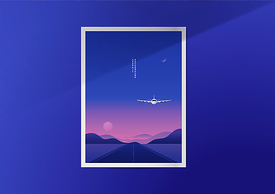 포스터 도로 백그라운드 패턴 그래픽백그라운드 일러스트 산 비행기 프레임 그림자 풍경 사람없음 그래픽 노을 달 남색 그라데이션 국내일러스트 AI파일 자연요소 길 컬러 무늬 항공교통 교통시설 대중교통 파일형식 벡터