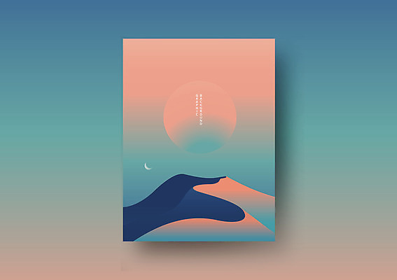 포스터 백그라운드 패턴 그래픽백그라운드 일러스트 산 프레임 그림자 사람없음 그래픽 컬러풀 달 그라데이션 국내일러스트 AI파일 자연요소 컬러 무늬 파일형식 벡터