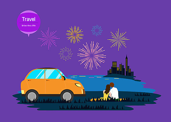 PSD 커플 여자 남자 야경 일러스트 자동차 모바일 불꽃놀이 상반신 두명 보라색 도시 한강 드라이브스루 비대면서비스 국내일러스트 육상교통 컬러 관계 놀이 서울 사람 야간 서비스 랜드마크 파일형식 언택트 풍경_경치