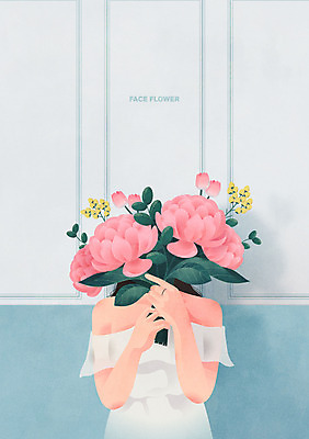 식물 드레스 여자 꽃 꽃다발 하늘색 잎 일러스트 한명 들기 상반신 여름 뷰티 얼굴가리기 여자한명만 국내일러스트 AI파일 1 옷 계절 모션 사람 파란색 가림 여자만 파일형식 벡터