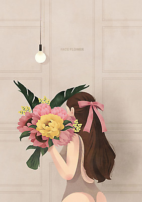 식물 여자 수영복 꽃 리본 꽃다발 잎 일러스트 한명 들기 상반신 여름 컬러풀 뷰티 얼굴가리기 여자한명만 국내일러스트 AI파일 1 옷 계절 컬러 모션 사람 가림 여자만 파일형식 벡터