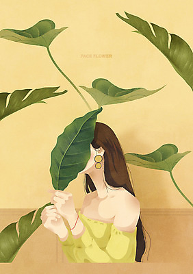 식물 여자 꽃 잎 일러스트 한명 들기 상반신 여름 뷰티 노란색 귀걸이 얼굴가리기 여자한명만 국내일러스트 AI파일 1 계절 컬러 장신구 모션 사람 가림 여자만 파일형식 벡터