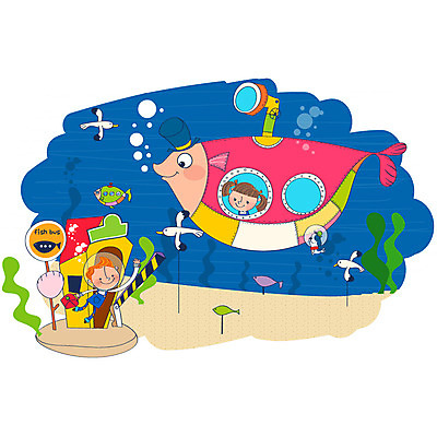 EPS 여자 남자 어린이 모래 바다 가방 일러스트 상상 갈매기 조류 어류 사람 소녀 소년 두명 판타지 바닷속 해저 망원경 팻말 물방울 표지판 역 잠수함 어린이세상 잠수복 안전차단막 해저여행 어린이만 국내일러스트 동물 잡화 옷 여행 교통시설 프레임 알림판 수중 수중동물 파일형식 벡터