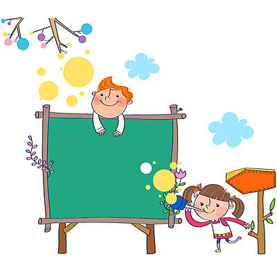 EPS 나무 구름 여자 남자 어린이 일러스트 상상 나뭇잎 알림판 사람 소녀 소년 두명 판타지 칠판 공백 물방울 나뭇가지 표지판 원형 알림 공기방울 어린이만 국내일러스트 자연요소 도형 식물 잎 파일형식 벡터