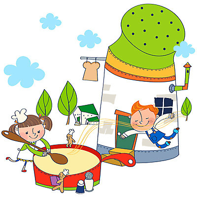 EPS 나무 구름 여자 남자 어린이 음식 빵 가사 일러스트 창문 상상 나뭇잎 주택 수저 요리사모자 굴뚝 요리 사람 소녀 소년 두명 건물 판타지 문 쿠키 숟가락 요리사 수프 냄비 식빵 국자 현관문 양념통 어린이만 국내일러스트 자연요소 식물 직업 모자_잡화 식기 건축물 잎 주방용품 디저트 통 양념 솥 파일형식 벡터