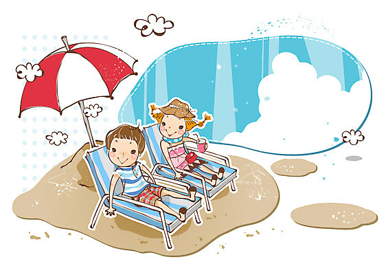 EPS 구름 커플 여자 남자 음료 여행 일러스트 휴가 사랑 사람 소년 해변 두명 여름 여름휴가 바캉스 모래사장 파라솔 선탠 선베드 국내일러스트 자연요소 계절 감정 어린이 바다 의자 관계 파일형식 벡터 여름_계절