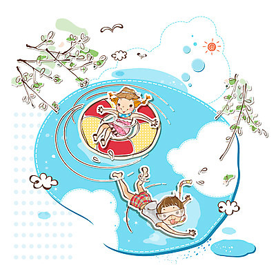 EPS 주간 구름 커플 여자 남자 여행 일러스트 물놀이 조류 휴가 사랑 사람 소년 야외 두명 여름 강 태양 수영 나뭇가지 물안경 잠수 튜브 국내일러스트 자연요소 나무 동물 계절 감정 어린이 관계 놀이 수상스포츠 수영용품 파일형식 벡터